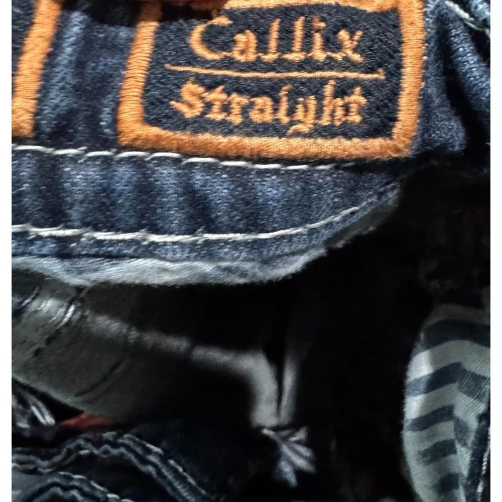 Rock Revival Callix Straight Jeans Mens 30 Blue Dark Wash Denim distressed